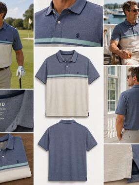 IZOD Golf Polo Shirt Men’s XXL Blue Striped Advantage Performance Old Money Prep
